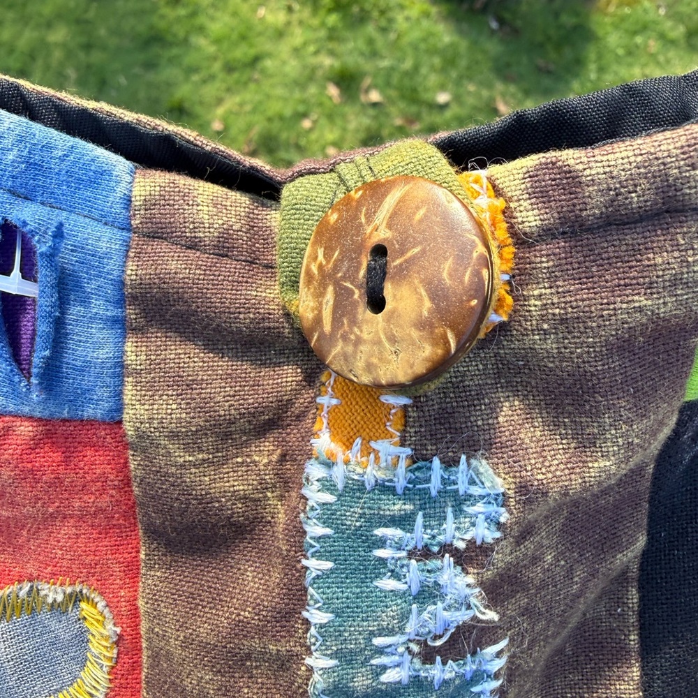 Colorblock Bohemian Patchwork Crossbody Shoulder Bag - Purple & Green - Picture 3 of 3